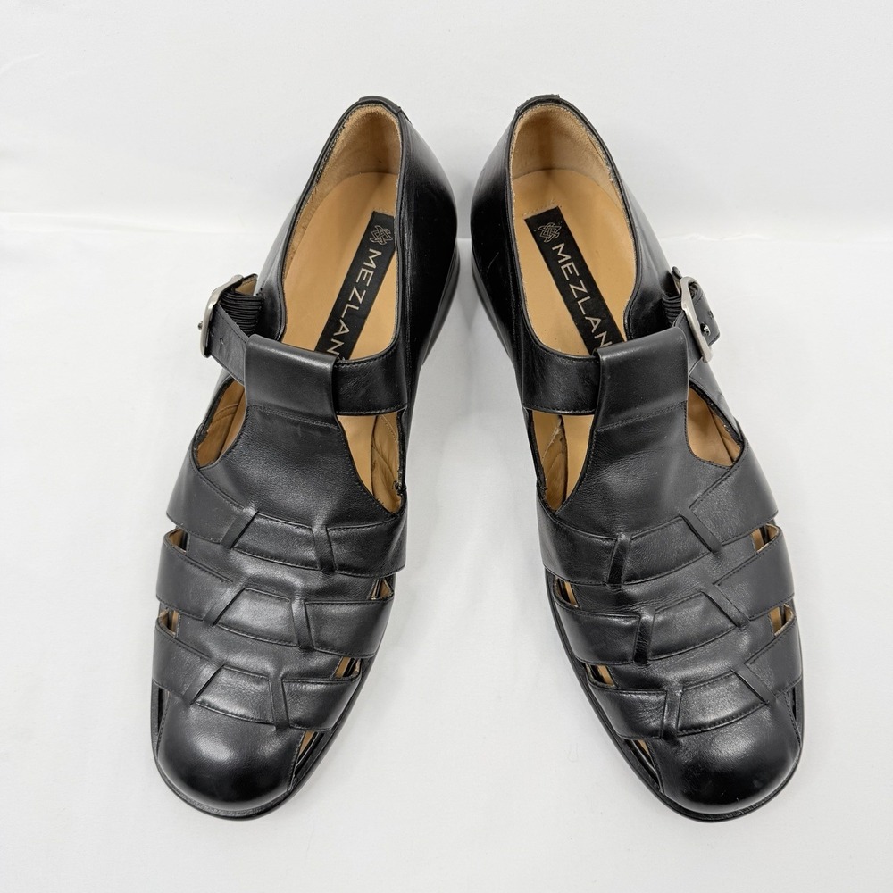 Mezlan Fisherman Black Dress Sandals Handmade in Spain SZ-9.5M